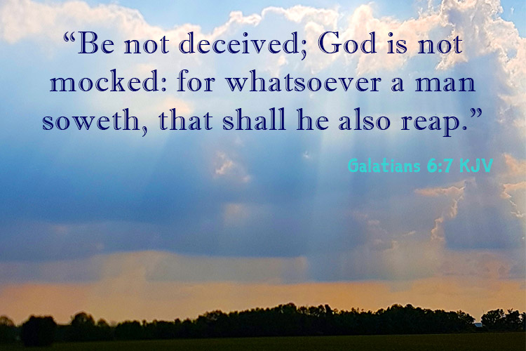 Be not deceived; God is not mocked: for whatsoever a man soweth, that shall he also reap.” ‭Galatians‬ ‭6:7‬ ‭KJV‬‬